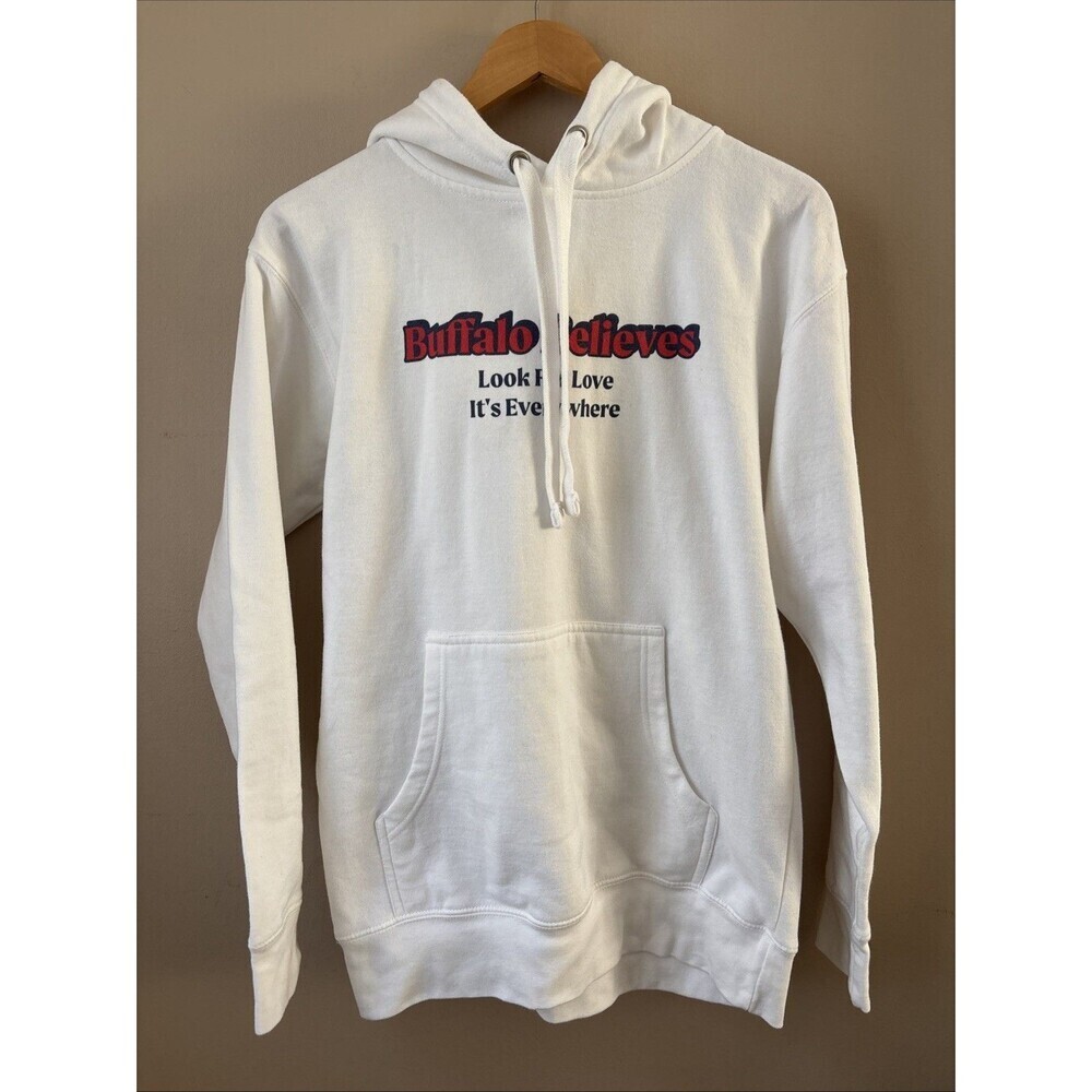Buffalo Believes Hoodie White Sweatshirt Men Women Unisex Size M Medium